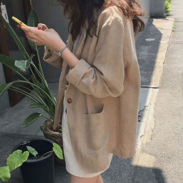 New Autumn Solid Color Casual Blazer Ladies Loose