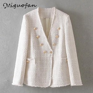 Miguofan tweed coat white women blazers spring office blazer
